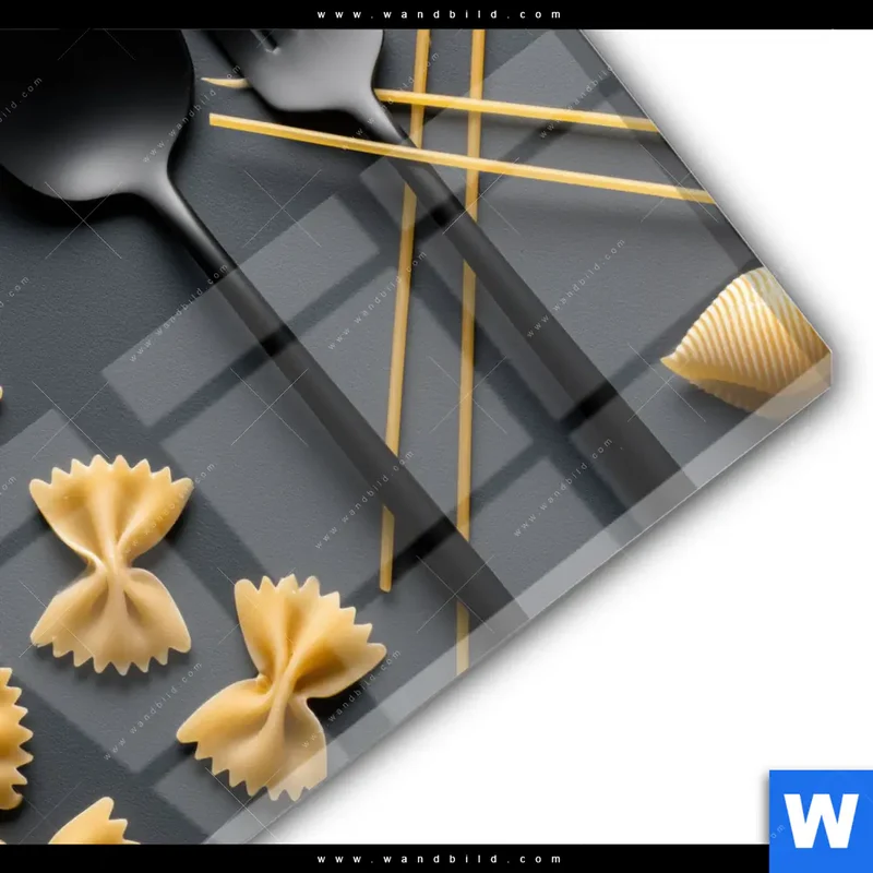 Acrylglasbild | Pasta – Stilvoll serviert | Quadrat