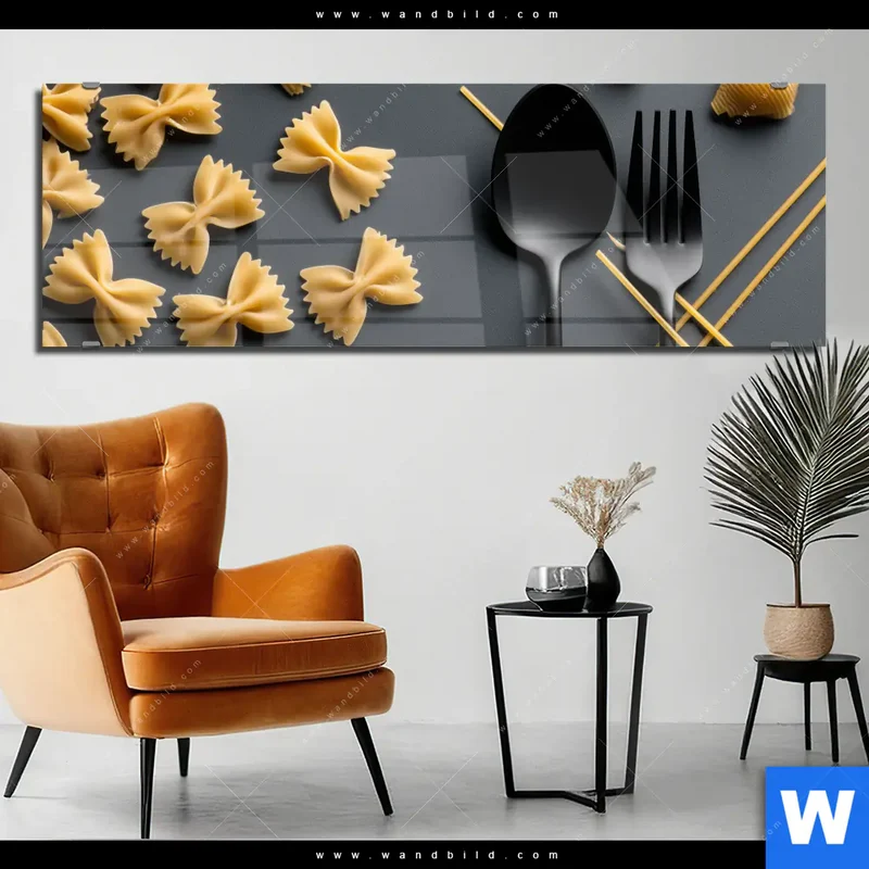 Acrylglasbild | Pasta – Stilvoll serviert | Panorama
