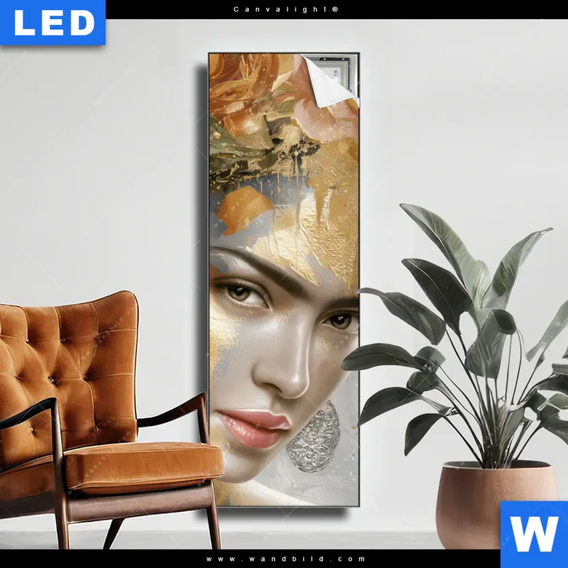 Canvalight® Leuchtbild | Frau mit floraler Krone | Schmal