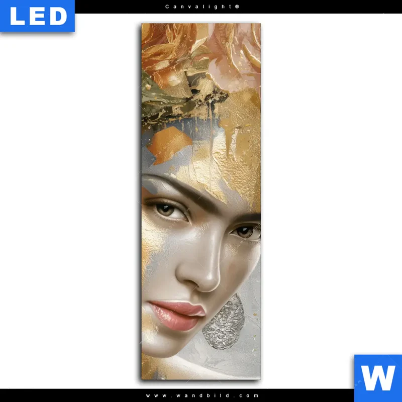 Canvalight® Leuchtbild | Frau mit floraler Krone | Schmal