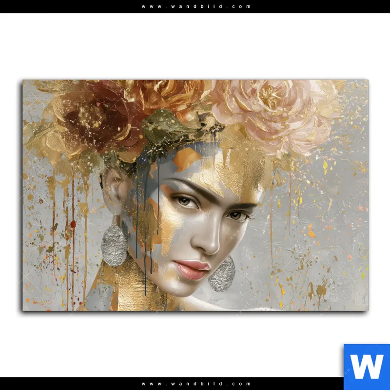 Alu-Dibond Bild | Frau mit floraler Krone | Querformat