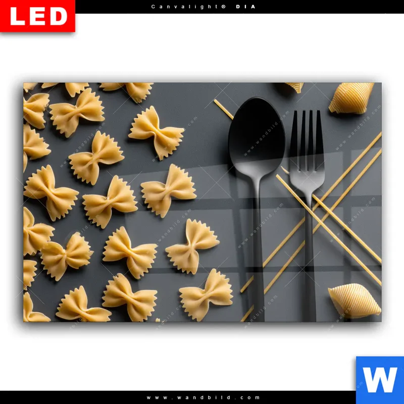 Wechselmotiv Acrylglas Canvalight® DIA | Pasta – Stilvoll serviert | Querformat