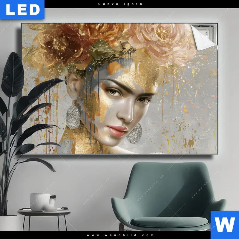 Canvalight® Leuchtbild | Frau mit floraler Krone | Querformat