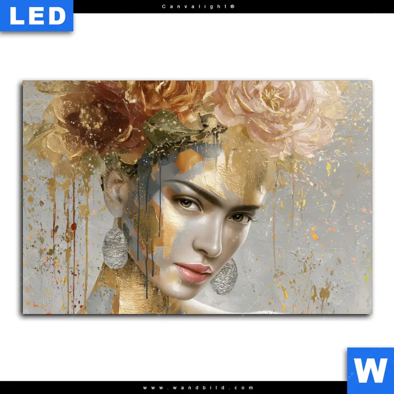 Canvalight® Leuchtbild | Frau mit floraler Krone | Querformat