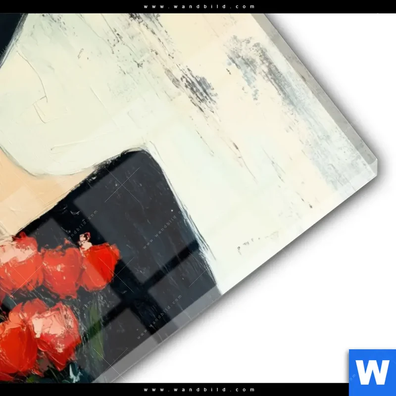 Acrylglasbild | Dame mit roten Tulpen | Querformat
