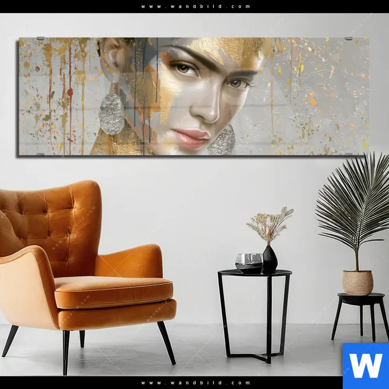 Acrylglasbild | Frau mit floraler Krone | Panorama