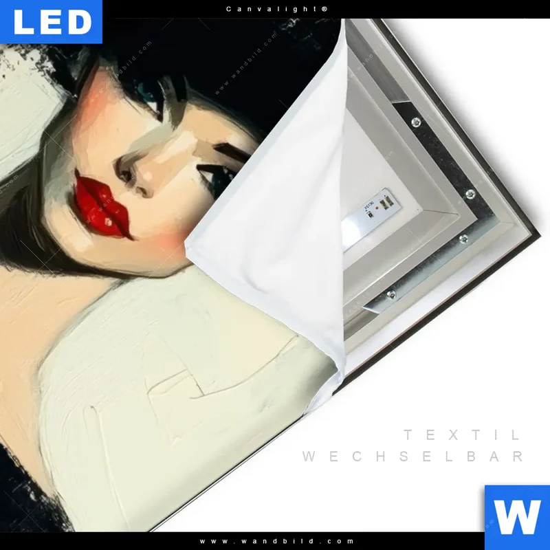 Canvalight® Leuchtbild | Dame mit roten Tulpen | Hochformat