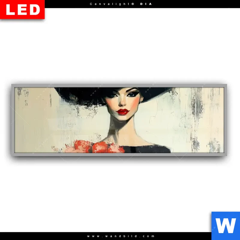 Leuchtbild Acrylglas Canvalight® DIA | Dame mit roten Tulpen | Panorama