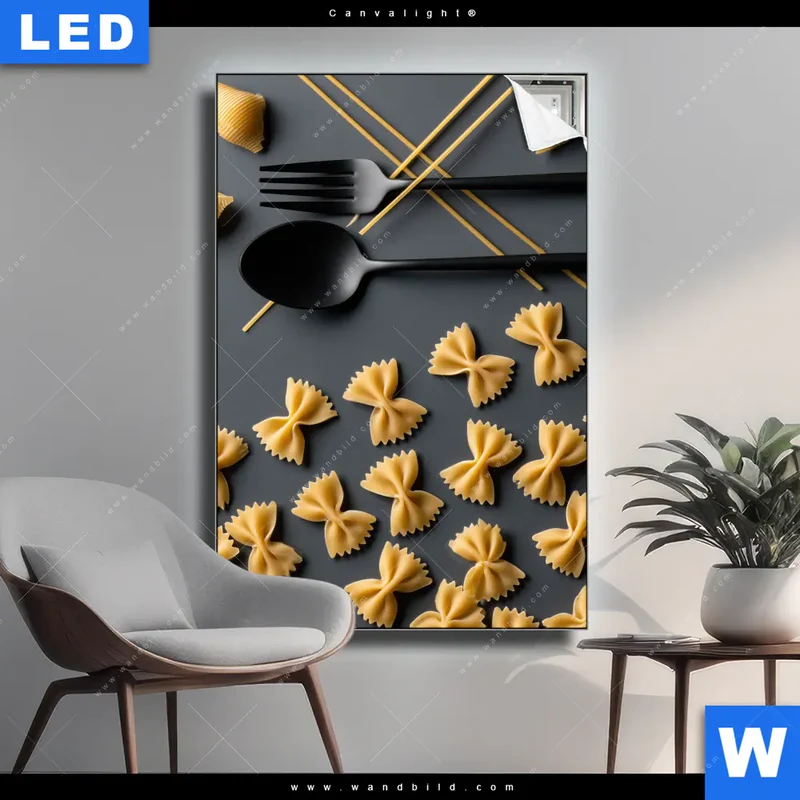 Canvalight® Leuchtbild | Pasta – Stilvoll serviert | Hochformat