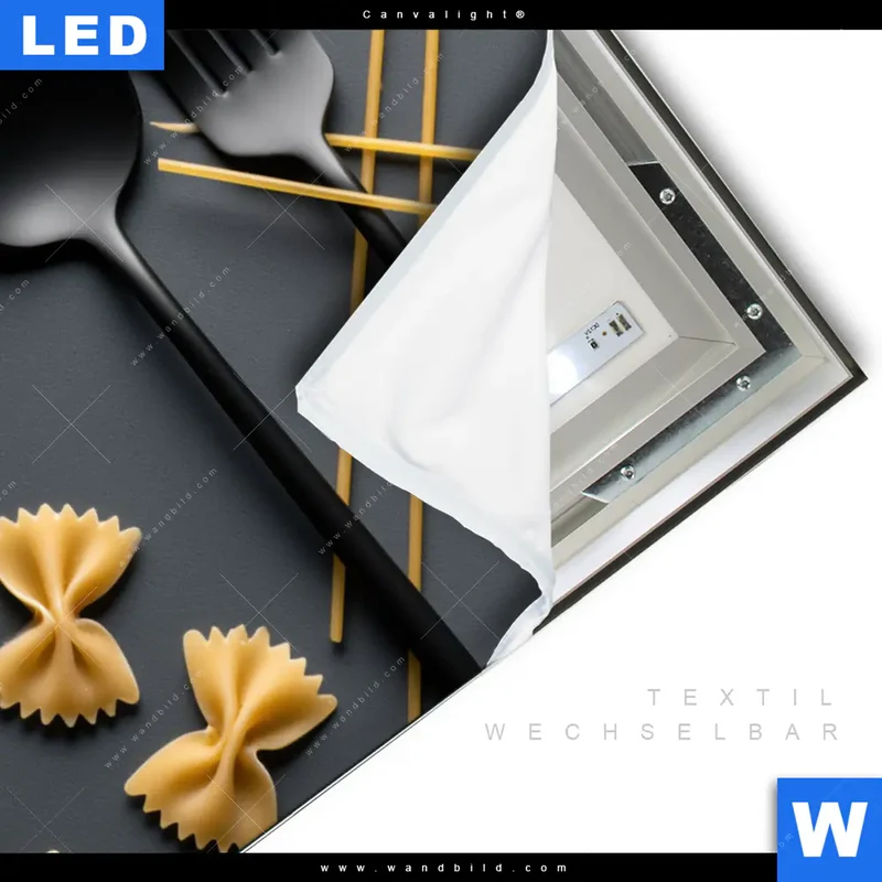 Canvalight® Leuchtbild | Pasta – Stilvoll serviert | Hochformat