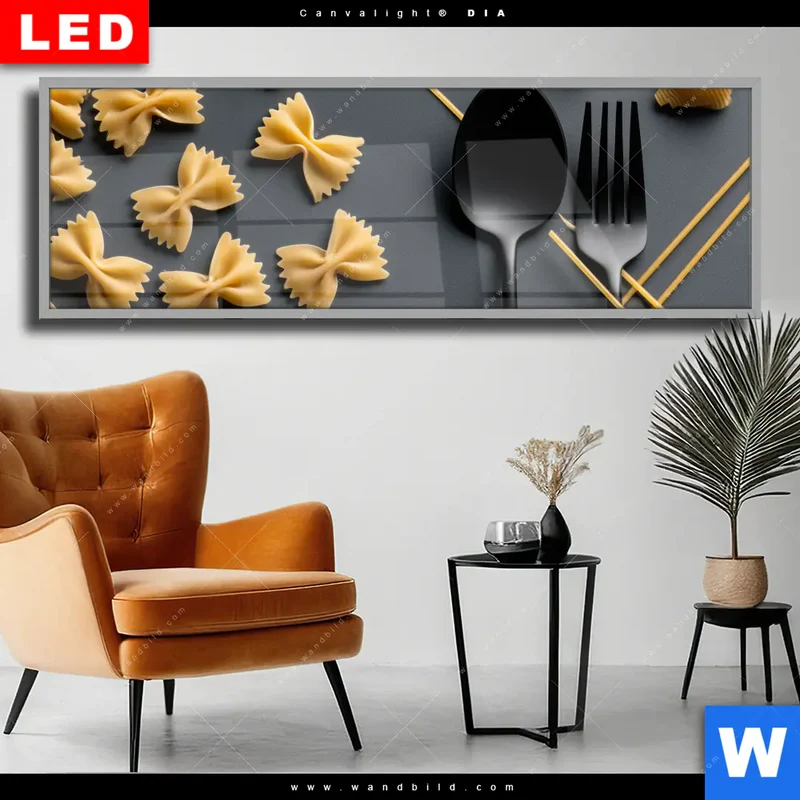 Wechselmotiv Acrylglas Canvalight® DIA | Pasta – Stilvoll serviert | Panorama