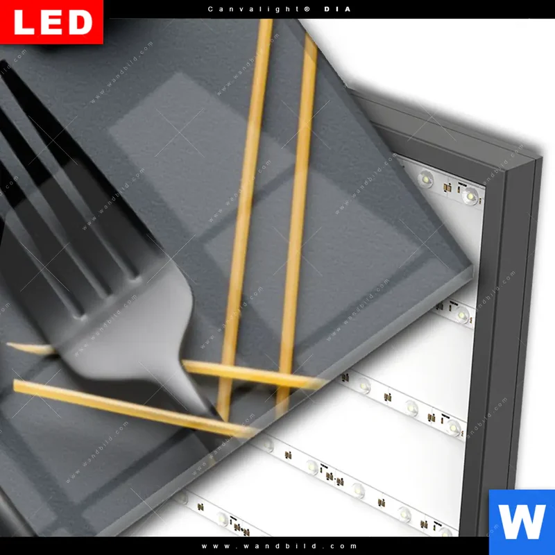 Wechselmotiv Acrylglas Canvalight® DIA | Pasta – Stilvoll serviert | Panorama