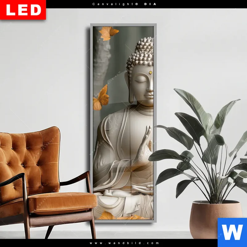 Wechselmotiv Acrylglas Canvalight® DIA | Buddha – Harmonie im Wald | Schmal
