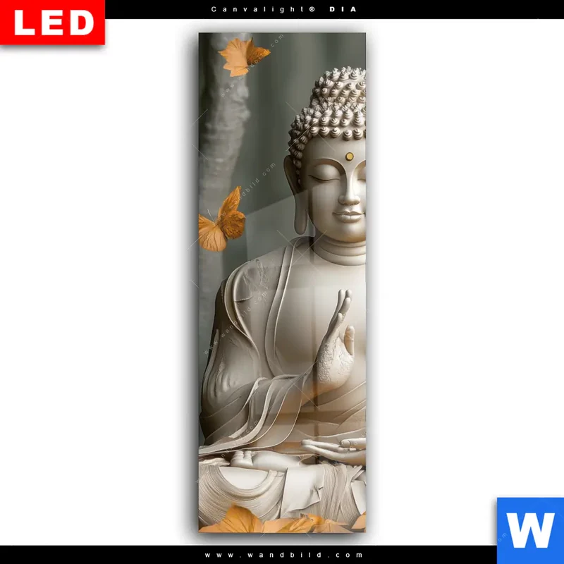Wechselmotiv Acrylglas Canvalight® DIA | Buddha – Harmonie im Wald | Schmal
