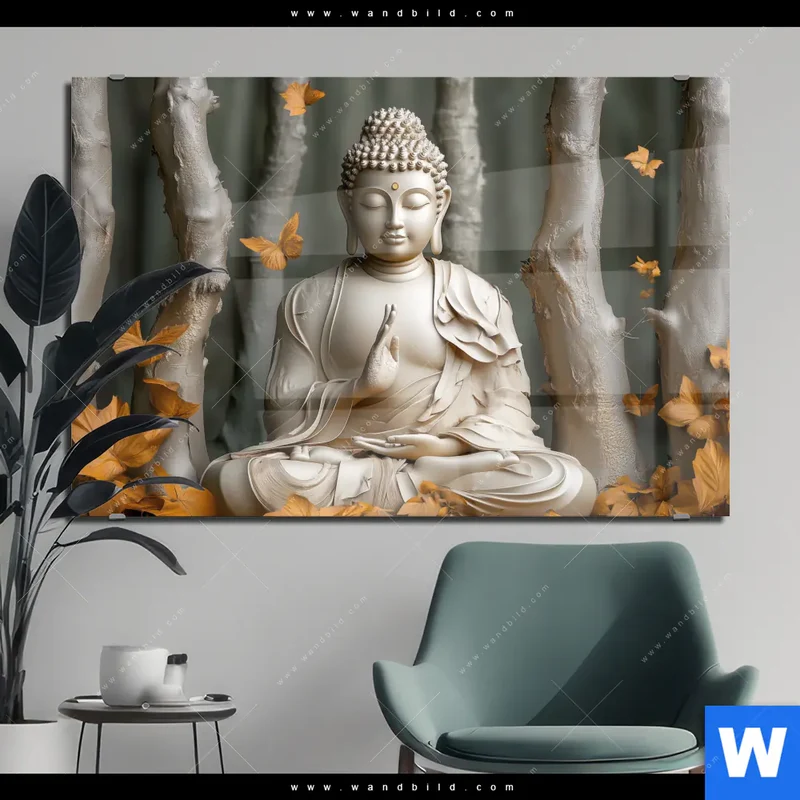 Acrylglasbild | Buddha – Harmonie im Wald | Querformat
