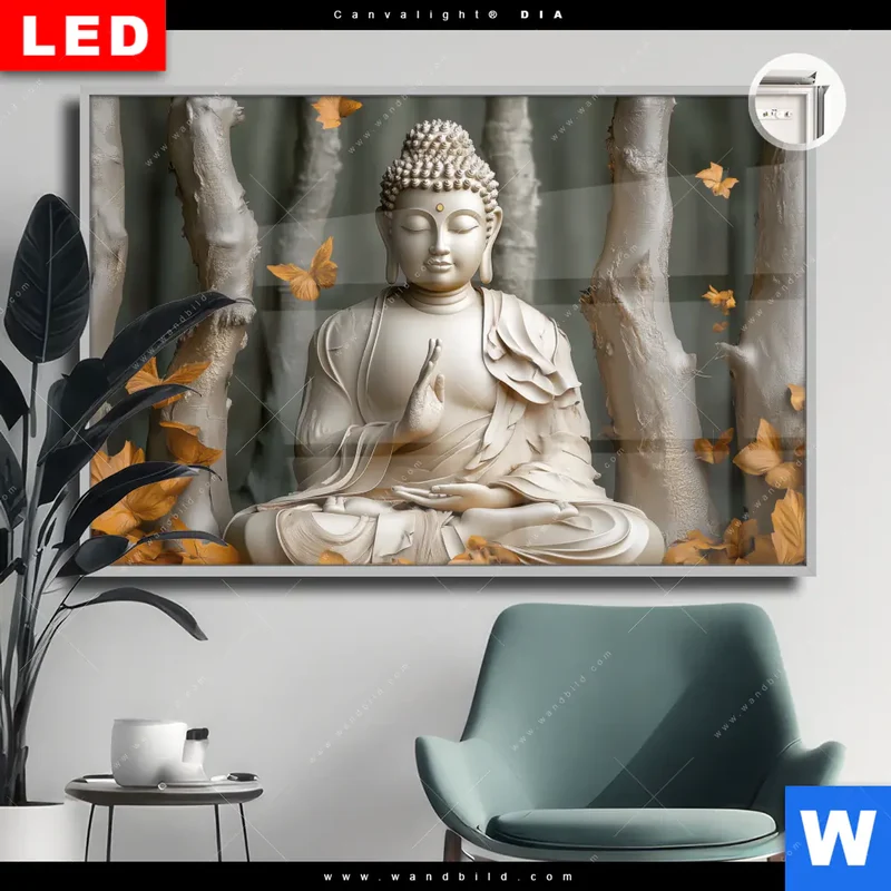Leuchtbild Acrylglas Canvalight® DIA | Buddha – Harmonie im Wald | Querformat