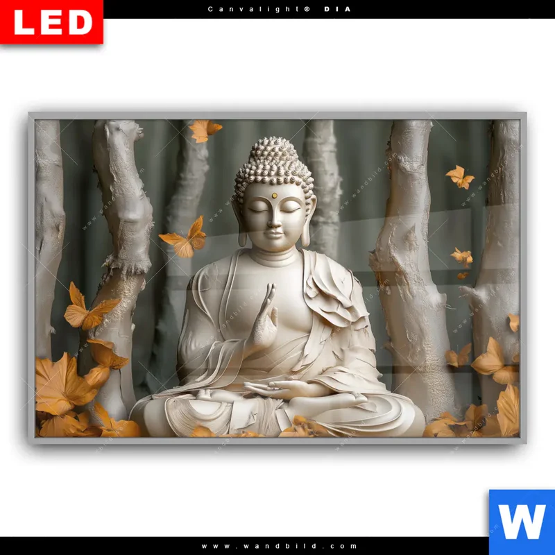 Leuchtbild Acrylglas Canvalight® DIA | Buddha – Harmonie im Wald | Querformat