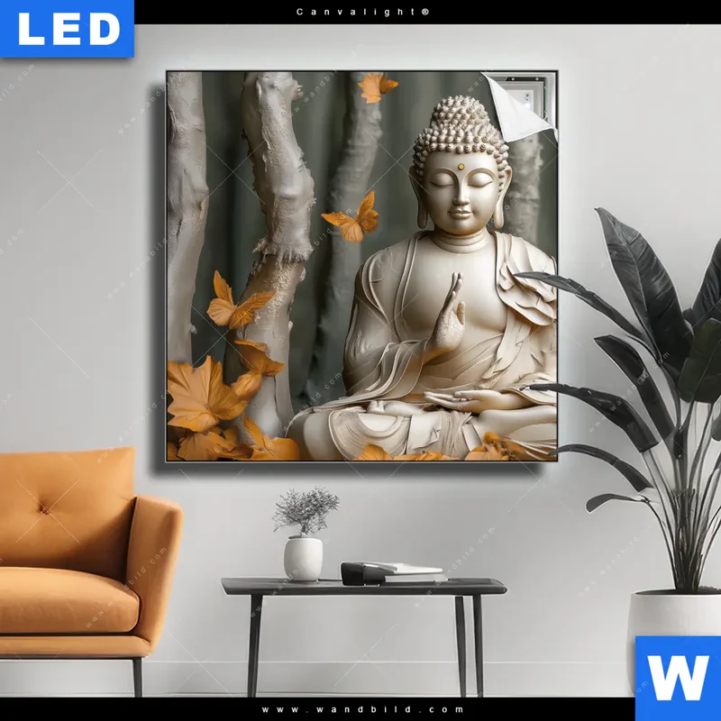 Canvalight® Leuchtbild | Buddha – Harmonie im Wald | Quadrat