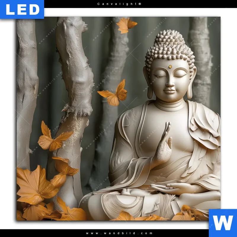 Canvalight® Leuchtbild | Buddha – Harmonie im Wald | Quadrat