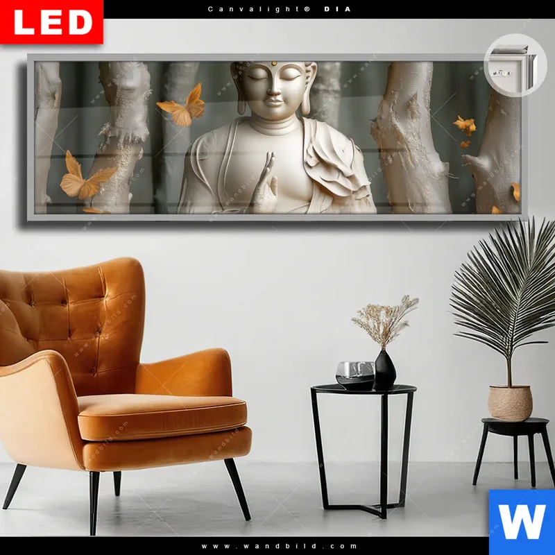 Leuchtbild Acrylglas Canvalight® DIA | Buddha – Harmonie im Wald | Panorama