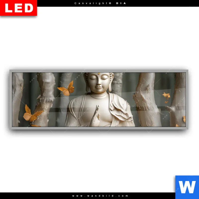 Leuchtbild Acrylglas Canvalight® DIA | Buddha – Harmonie im Wald | Panorama