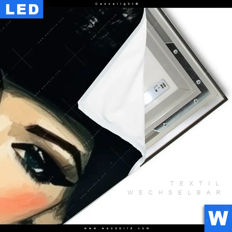 Canvalight® Leuchtbild | Dame mit roten Tulpen | Schmal
