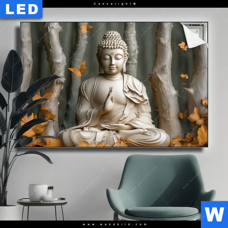 Canvalight® Leuchtbild | Buddha – Harmonie im Wald | Querformat