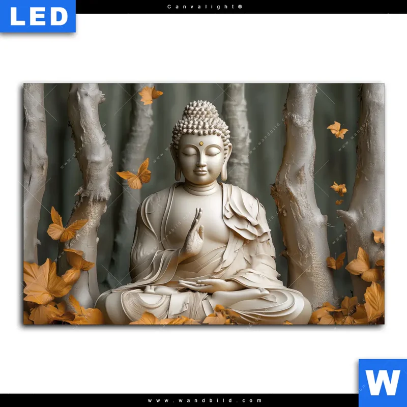 Canvalight® Leuchtbild | Buddha – Harmonie im Wald | Querformat