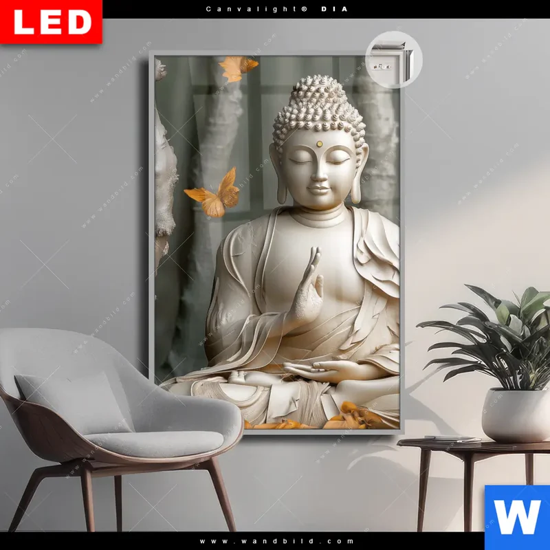 Leuchtbild Acrylglas Canvalight® DIA | Buddha – Harmonie im Wald | Hochformat