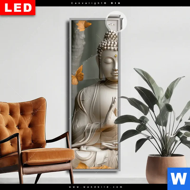 Leuchtbild Acrylglas Canvalight® DIA | Buddha – Harmonie im Wald | Schmal