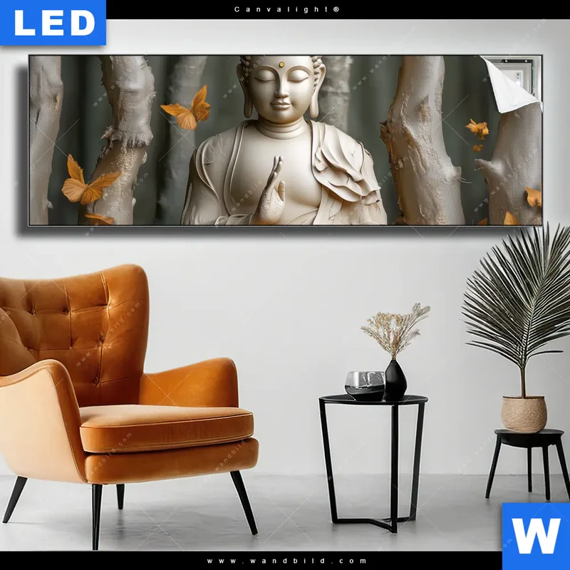 Canvalight® Leuchtbild | Buddha – Harmonie im Wald | Panorama