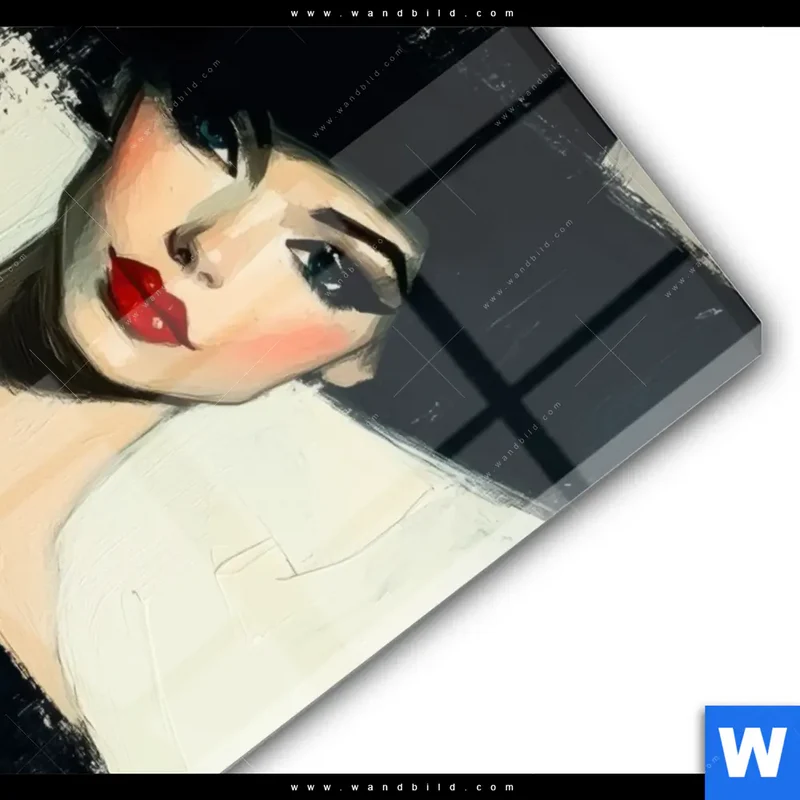 Acrylglasbild | Dame mit roten Tulpen | Hochformat