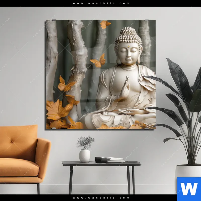 Acrylglasbild | Buddha – Harmonie im Wald | Quadrat