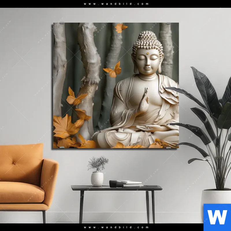 Alu-Dibond Bild | Buddha – Harmonie im Wald | Quadrat