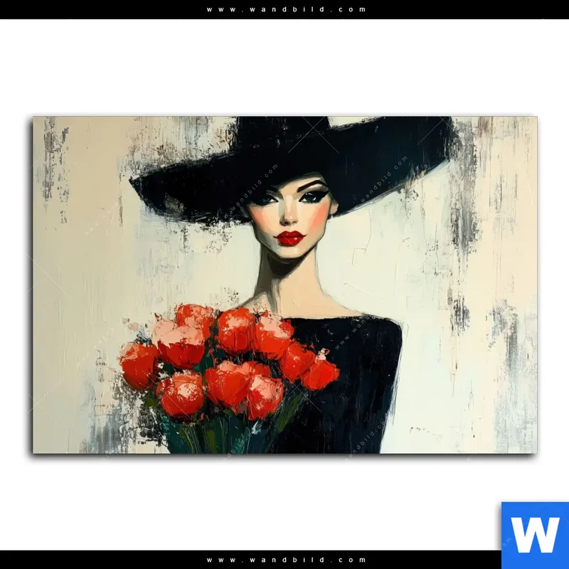 Spannbild | Dame mit roten Tulpen | Querformat