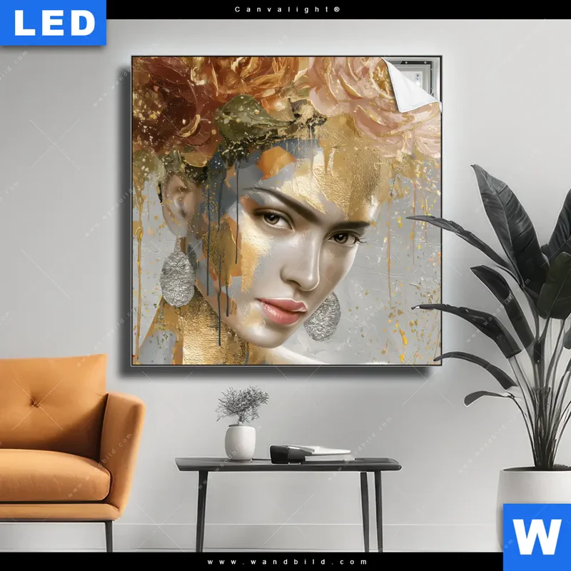 Canvalight® Leuchtbild | Frau mit floraler Krone | Quadrat