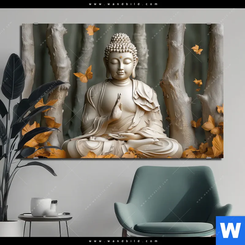 Alu-Dibond Bild | Buddha – Harmonie im Wald | Querformat