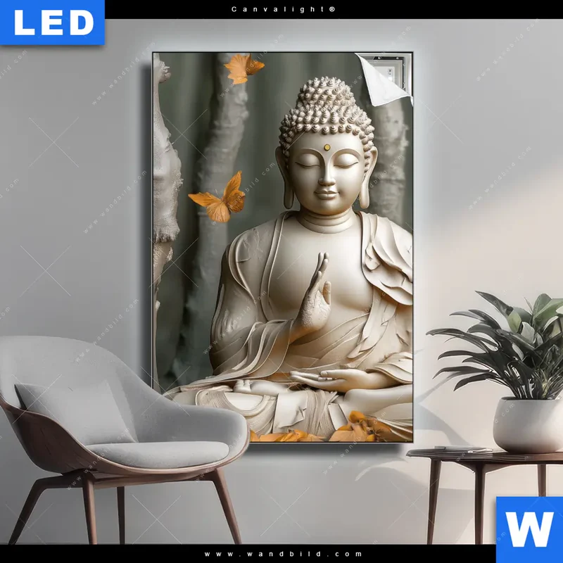 Canvalight® Leuchtbild | Buddha – Harmonie im Wald | Hochformat