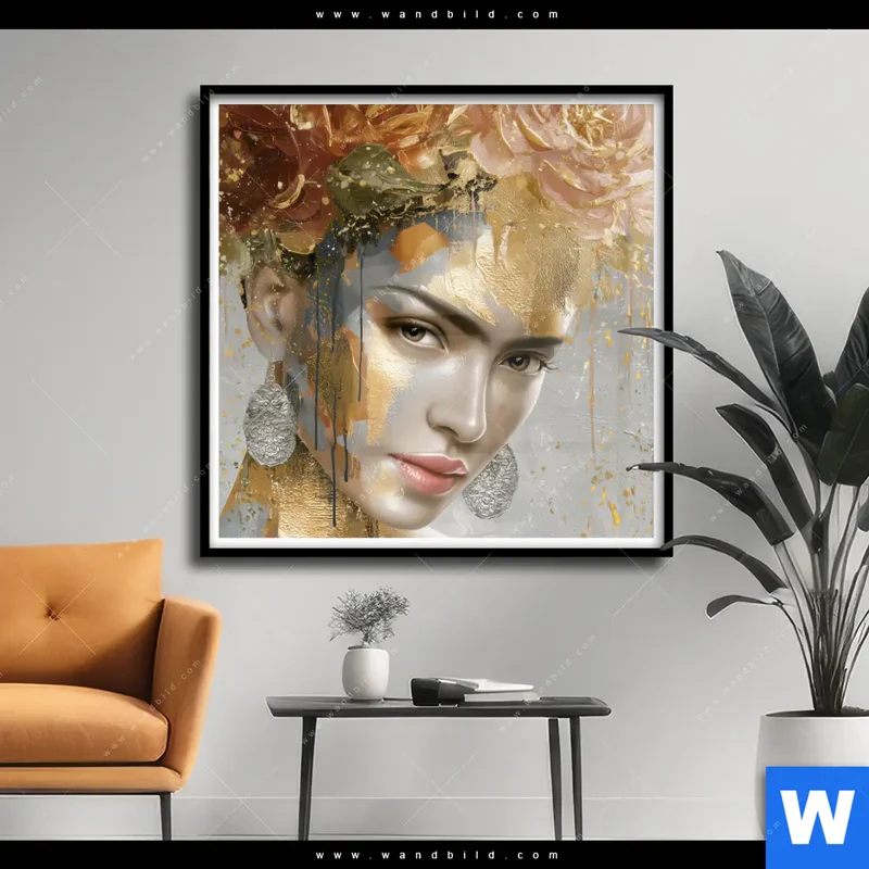 Poster | Frau mit floraler Krone | Quadrat