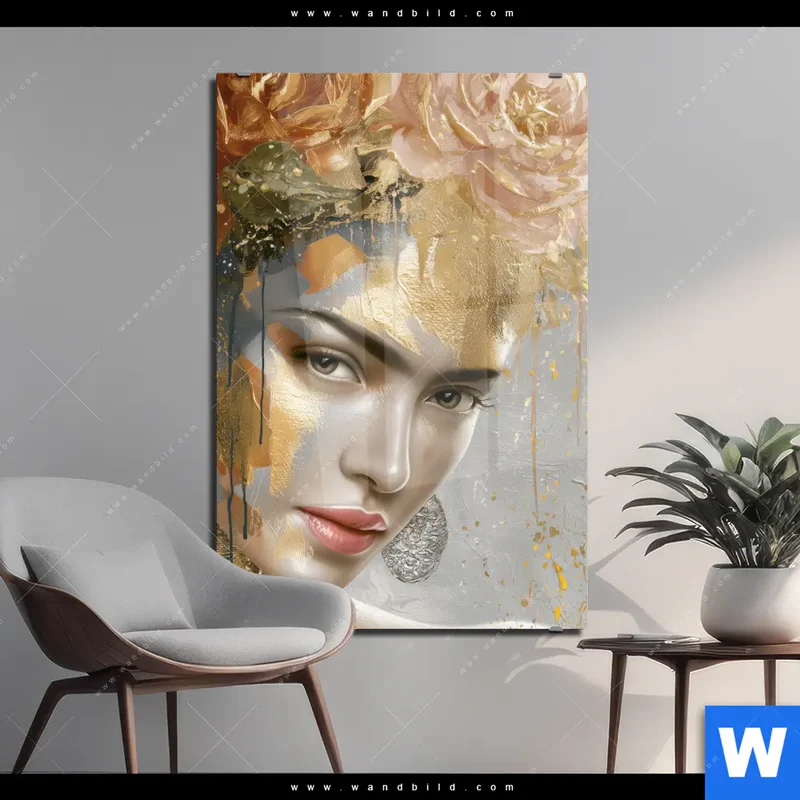Acrylglasbild | Frau mit floraler Krone | Hochformat