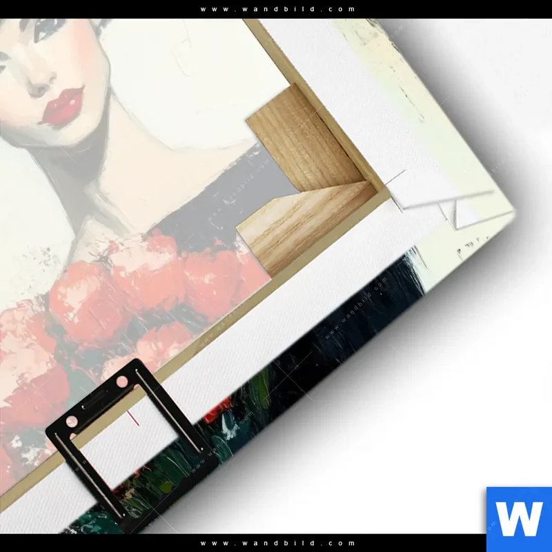 Leinwandbild | Dame mit roten Tulpen | Quadrat