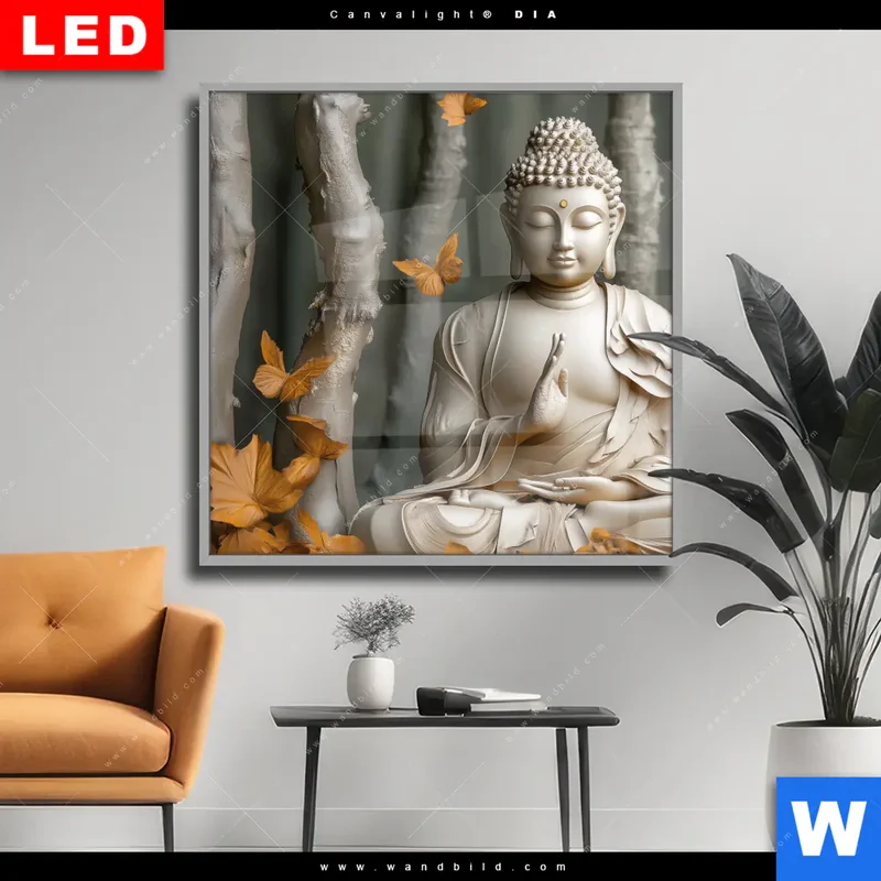 Wechselmotiv Acrylglas Canvalight® DIA | Buddha – Harmonie im Wald | Quadrat