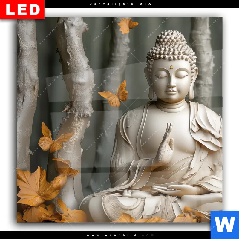 Wechselmotiv Acrylglas Canvalight® DIA | Buddha – Harmonie im Wald | Quadrat