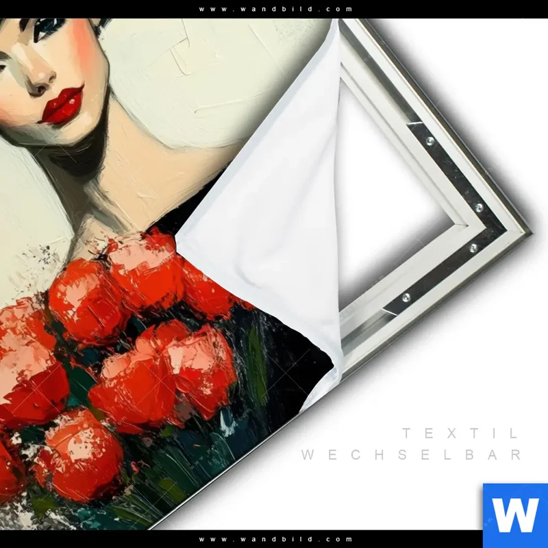 Spannbild | Dame mit roten Tulpen | Quadrat