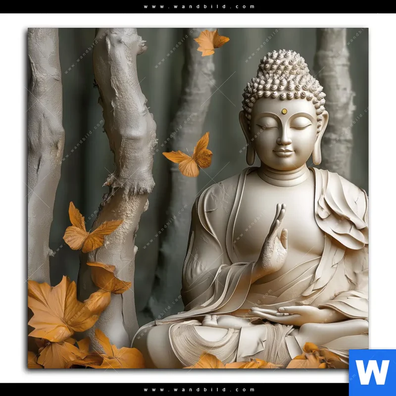 Aluminiumbild gebürstet | Buddha – Harmonie im Wald | Quadrat