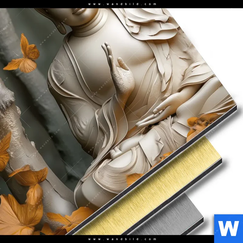 Aluminiumbild gebürstet | Buddha – Harmonie im Wald | Quadrat