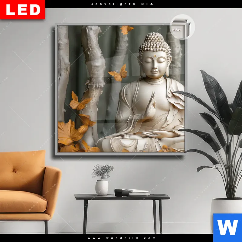 Leuchtbild Acrylglas Canvalight® DIA | Buddha – Harmonie im Wald | Quadrat