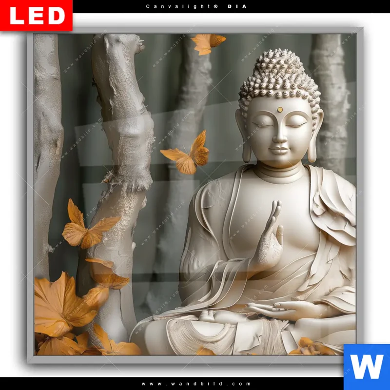 Leuchtbild Acrylglas Canvalight® DIA | Buddha – Harmonie im Wald | Quadrat