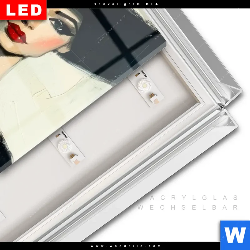 Leuchtbild Acrylglas Canvalight® DIA | Dame mit roten Tulpen | Hochformat