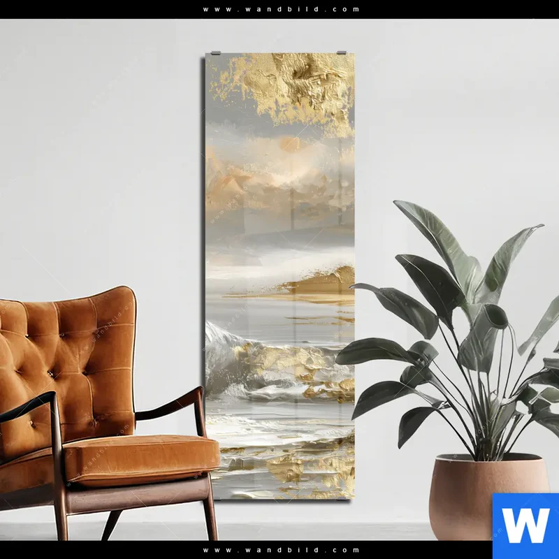 Acrylglasbild | Goldene Gezeiten | Schmal